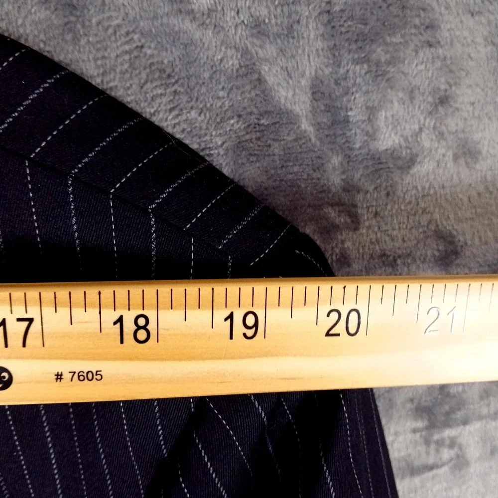 Jones‎ New York Mens 42R Wool Pinstripe Blazer Jacket Navy Stripe Classic Y2K